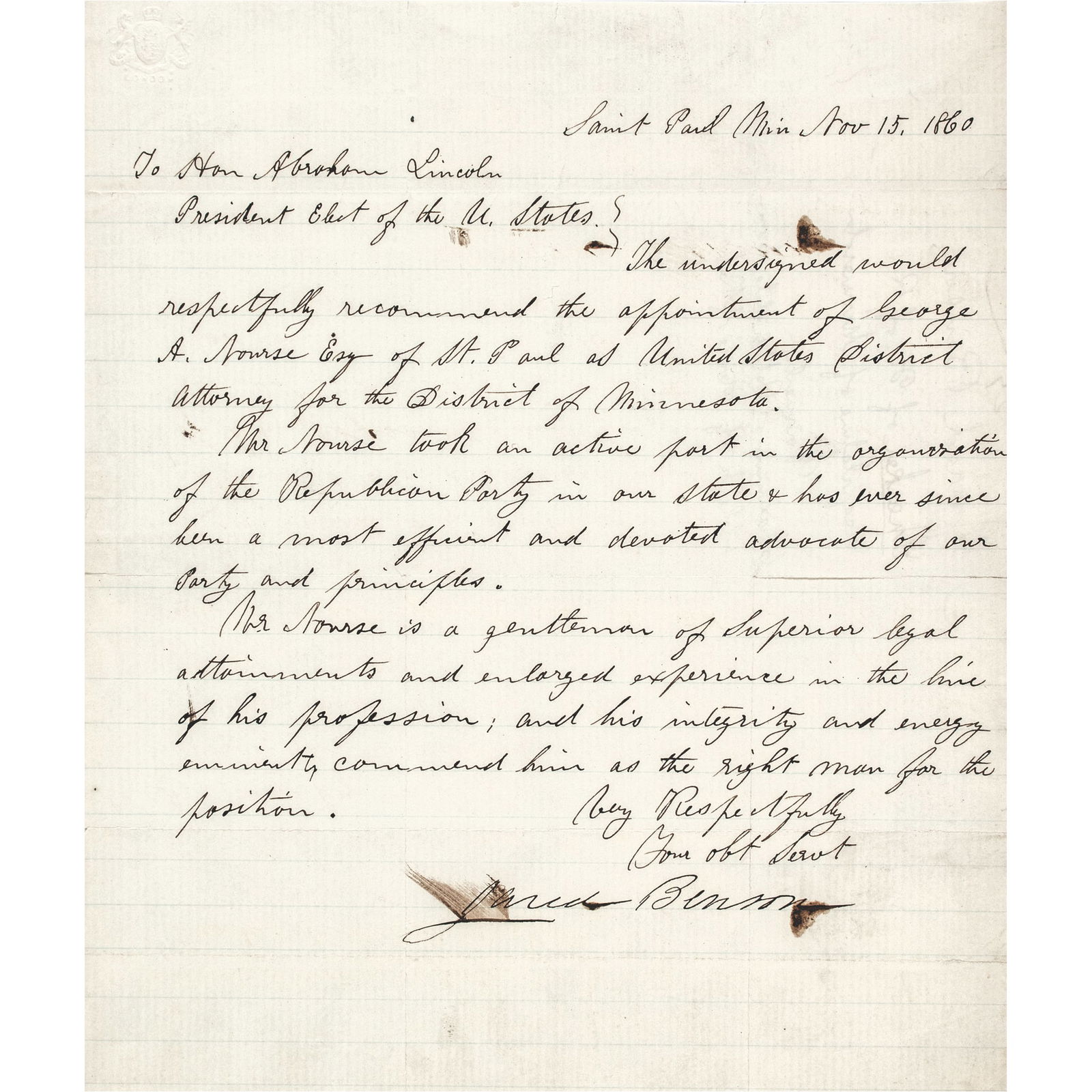 NOV. 15, 1860 CIVIL WAR ERA, RARE