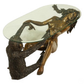 NUDE GIRL AND CHIMP BRONZE GLA