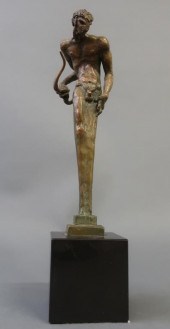 Nude male bronze herm figure i