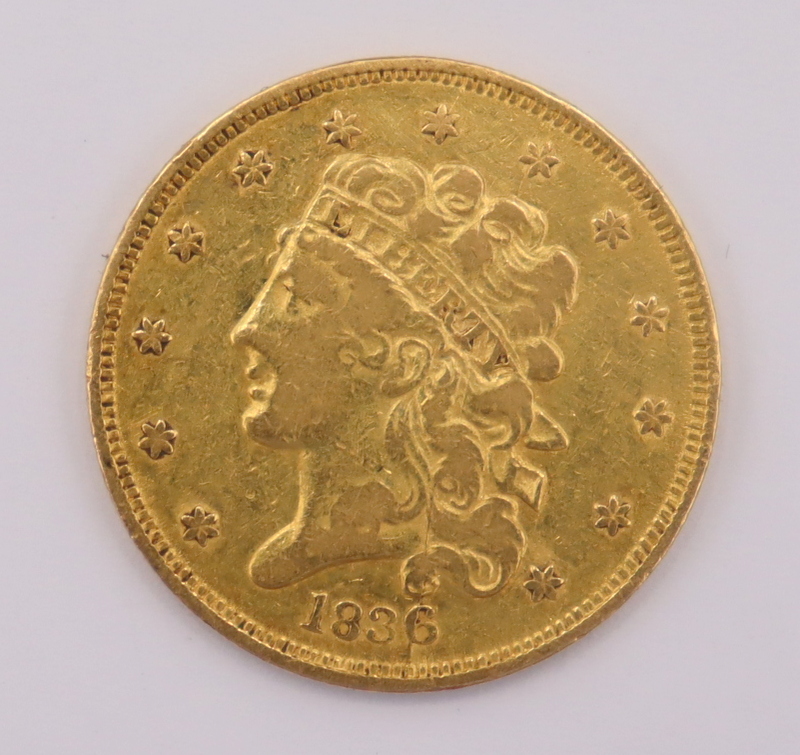 NUMISMATICS. 1836 $5 CLASSIC HEAD