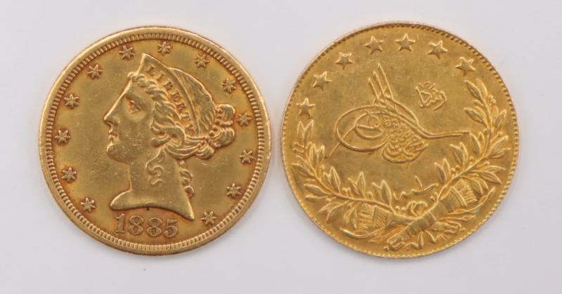 NUMISMATICS. 1885 S $5 LIBERTY HEAD