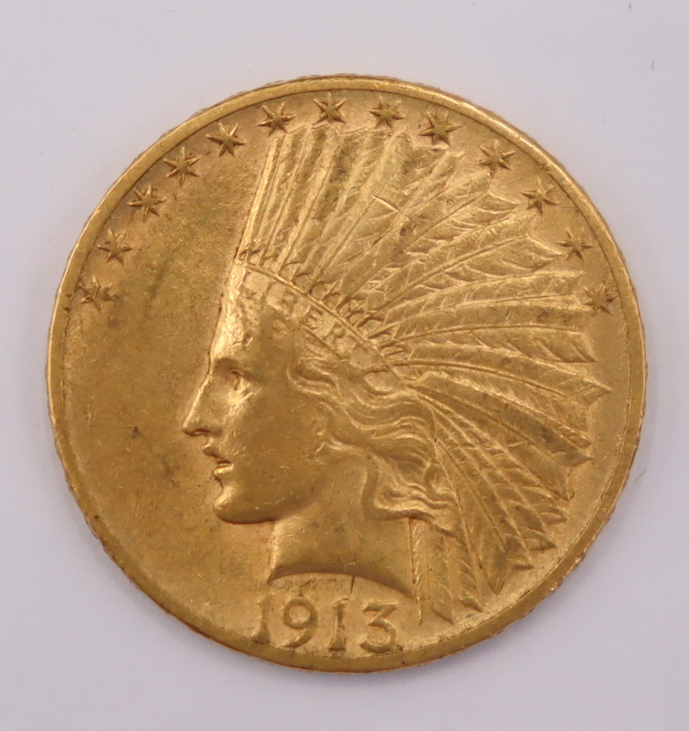 NUMISMATICS. 1913 S $10 INDIAN HEAD
