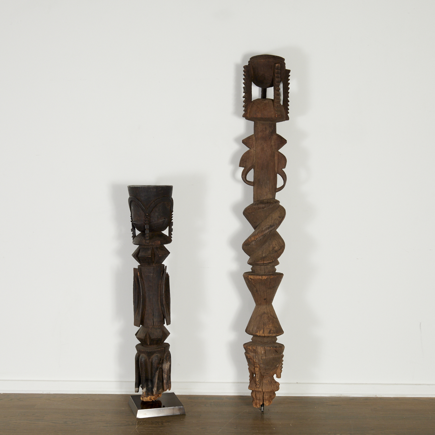 NUPE PEOPLES, (2) CARVED WOODEN