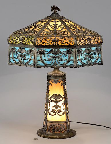 N.W.A.S. CO. SLAG GLASS LAMP,