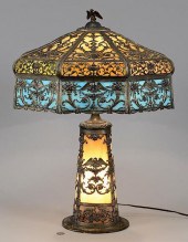 N.W.A.S. CO. SLAG GLASS LAMP,