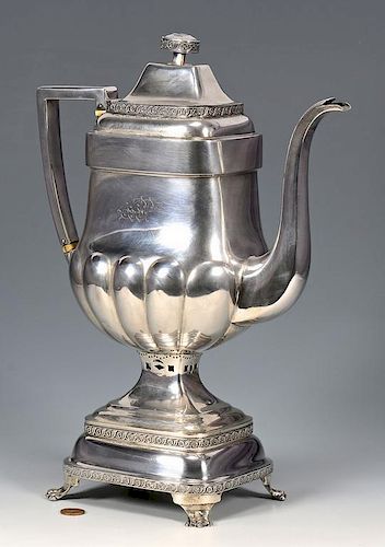 NY COIN SILVER COFFEE POT W/