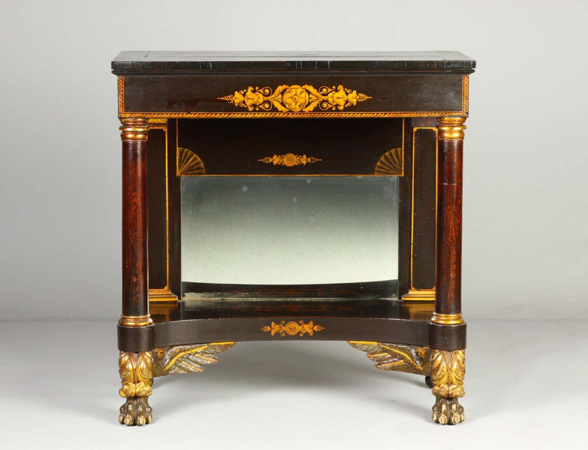 NY Stenciled & Gilt Pier Table Claw