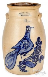 NY STONEWARE CHURN, WHITE & WO
