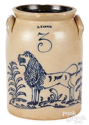 NY STONEWARE CROCK, LYONS COBALT