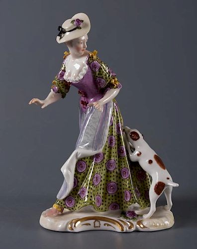 NYMPHENBURG PORCELAIN FIGURE, WOMAN
