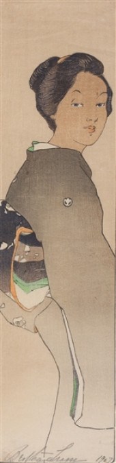 "O Fuji San" colored woodcut b