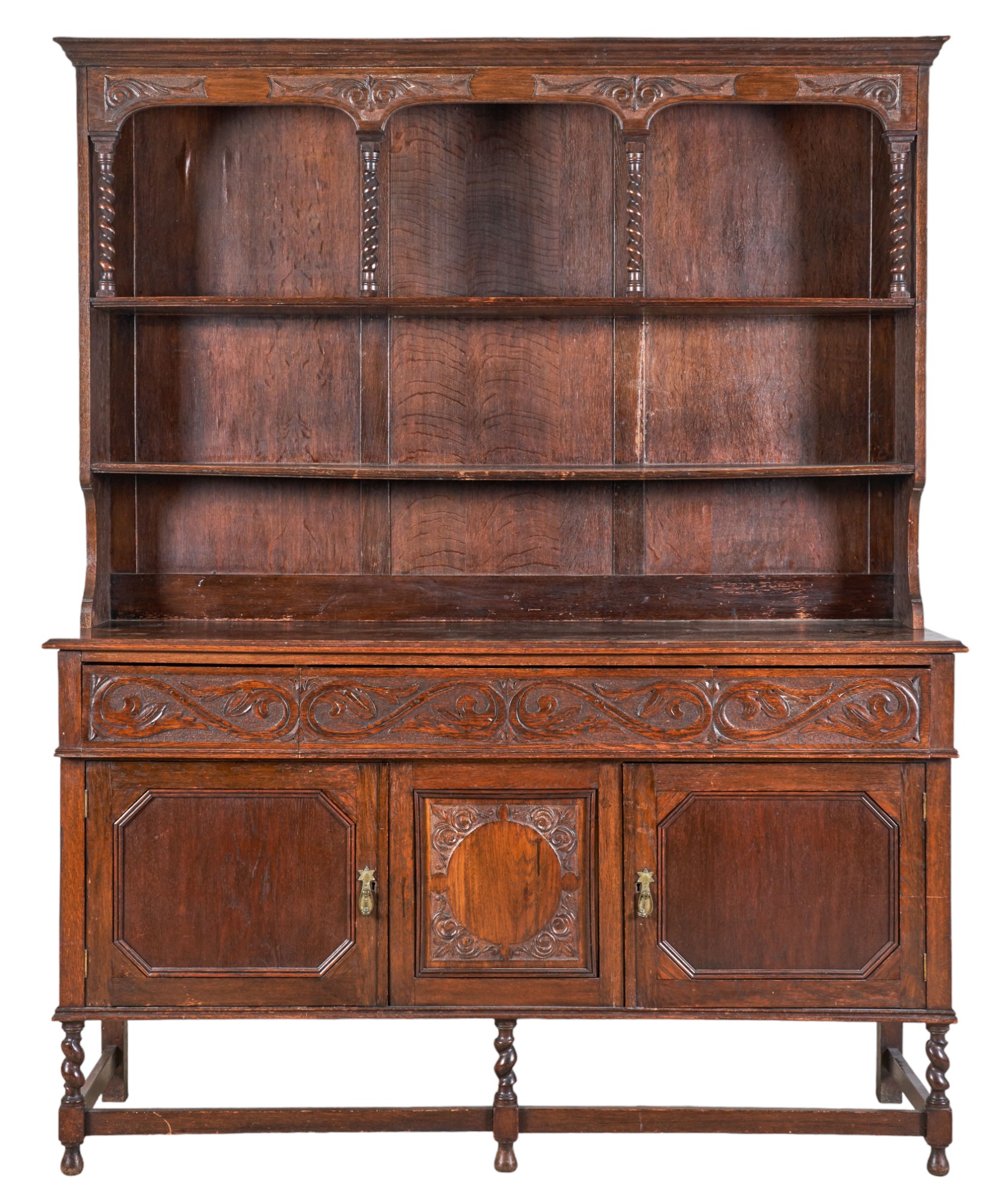 Oak 2-pc cupboard, top with open