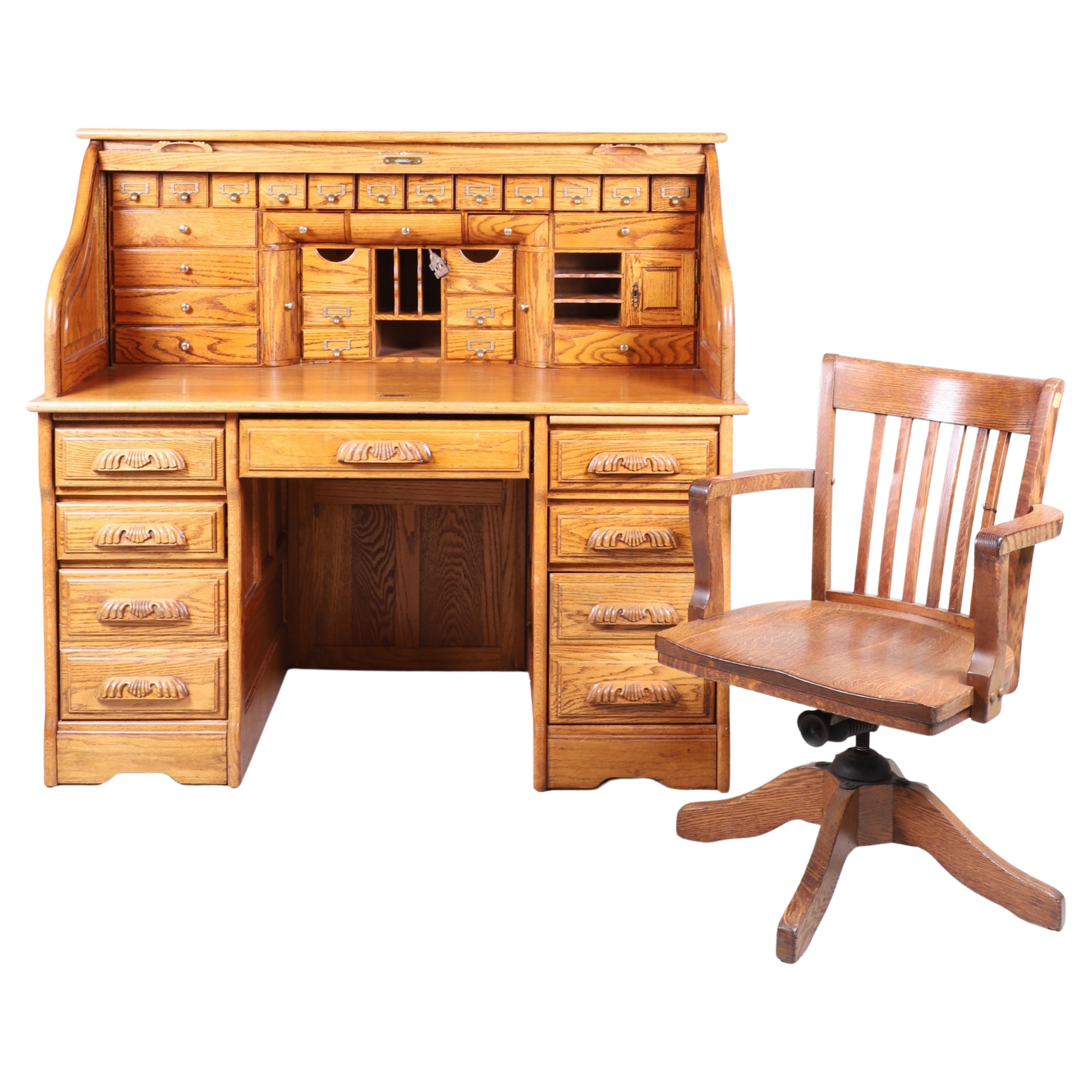 Oak 3-part rolltop desk w/ oak