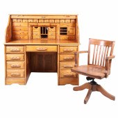 Oak 3-part rolltop desk w/ oak