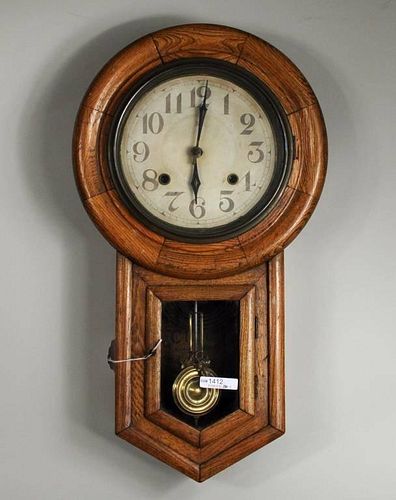 OAK 8 DAY CLOCKOak eight day wall