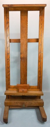 OAK ADJUSTABLE ARTIST'S EASEL,