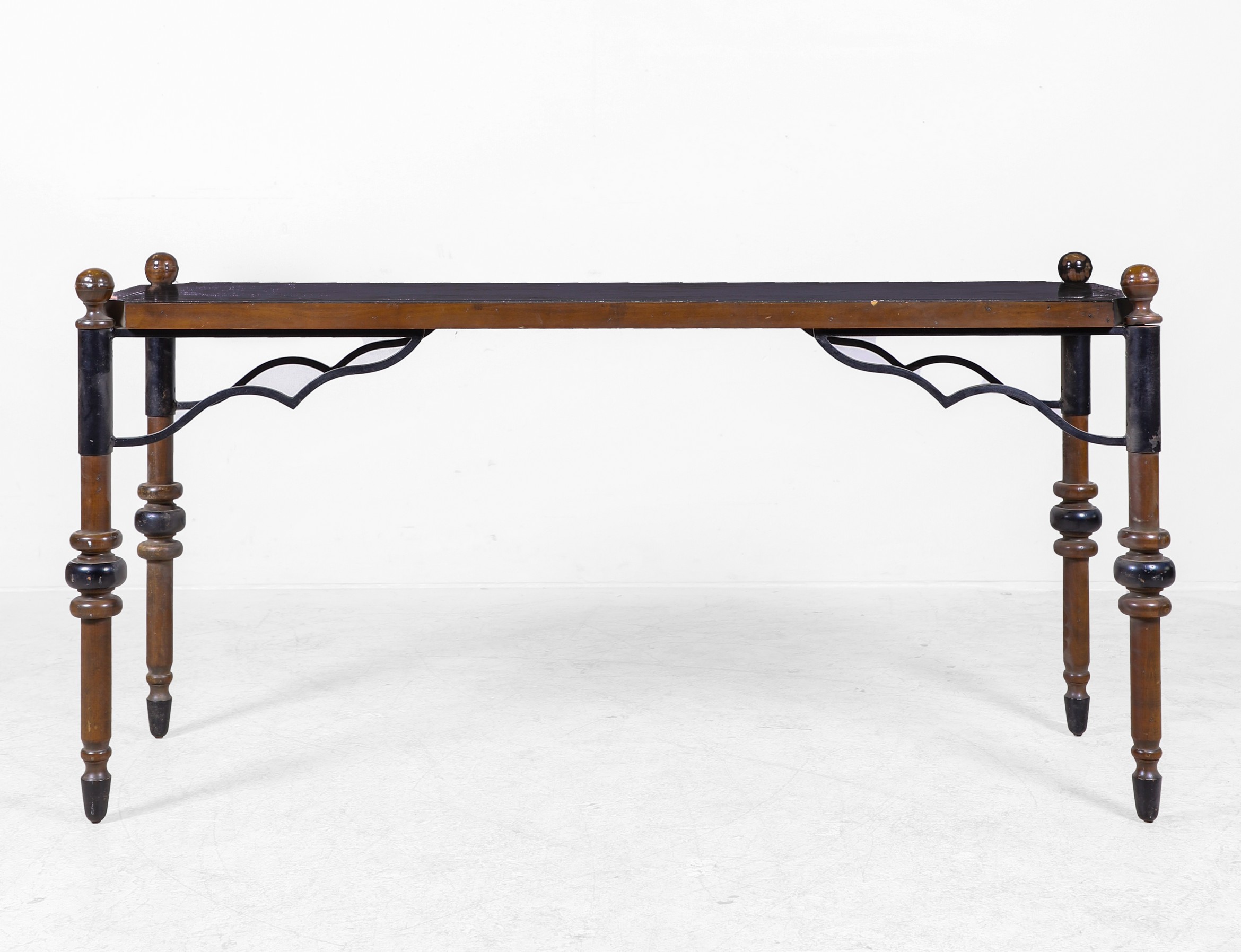 Oak and ebonized console table,