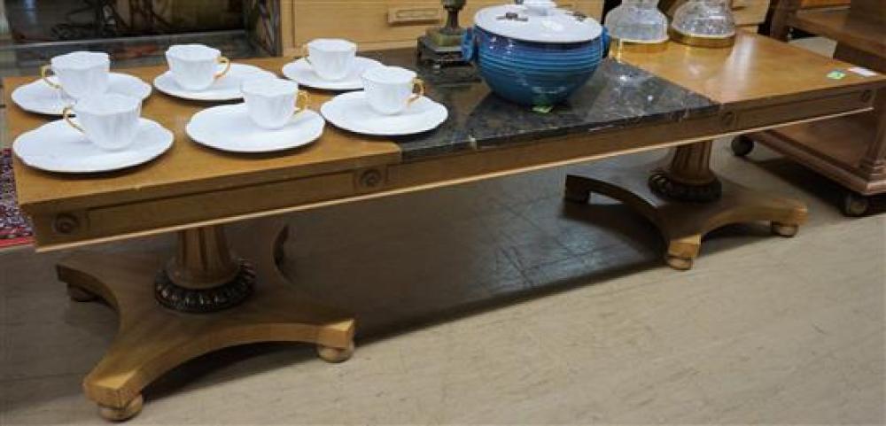 OAK AND MARBLE INSET COFFEE TABLE