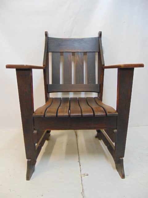 OAK ARTS & CRAFTS ARM CHAIR WITH