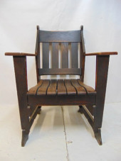 OAK ARTS & CRAFTS ARM CHAIR WI