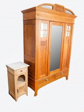 OAK ARTS & CRAFTS ARMOIRE & MA