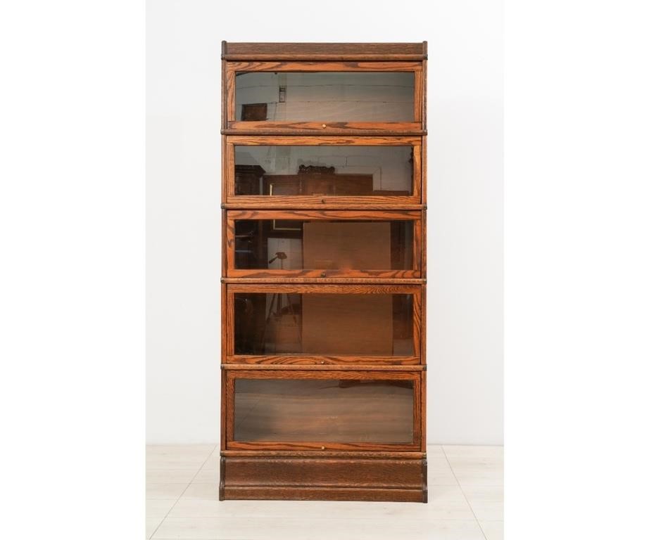 Oak barrister bookcase, circa 1900,