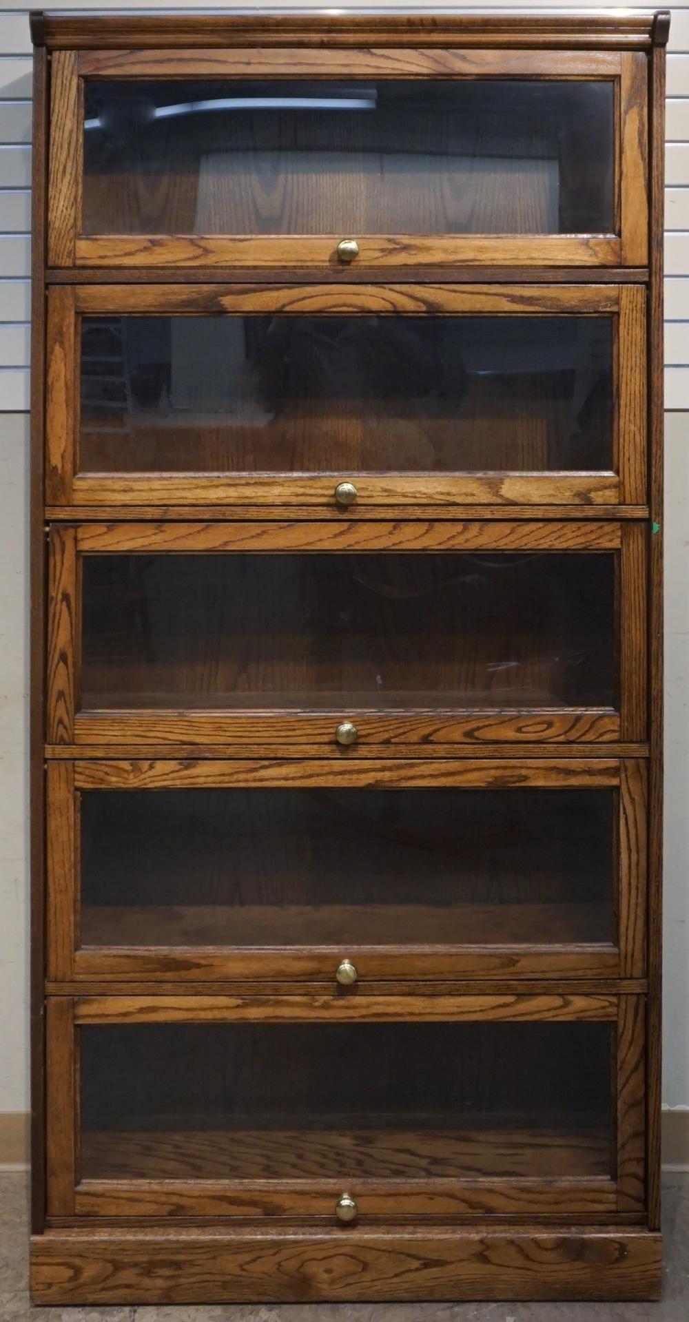 OAK BARRISTER TYPE BOOKCASE, 74 1/2