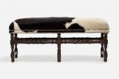 OAK BENCH WITH COWHIDE SEATCon