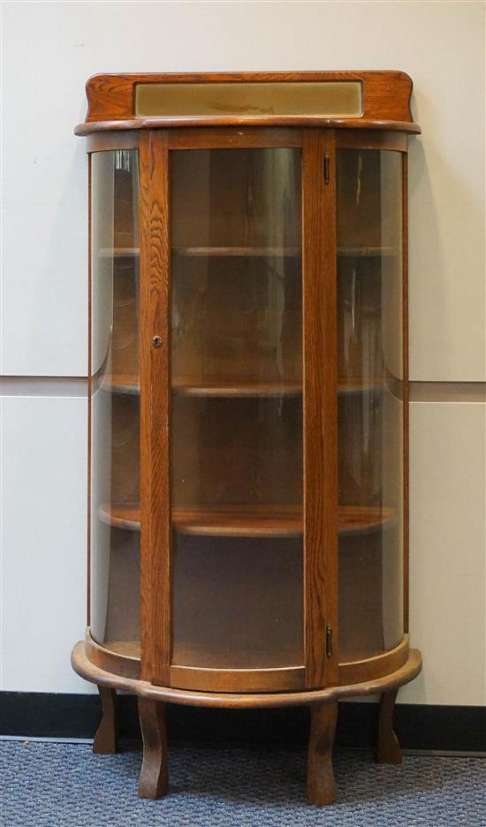 OAK BOW-FRONT CHINA CABINETOak