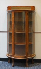 OAK BOW-FRONT CHINA CABINETOak