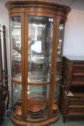 OAK BOW FRONT DISPLAY CABINET: