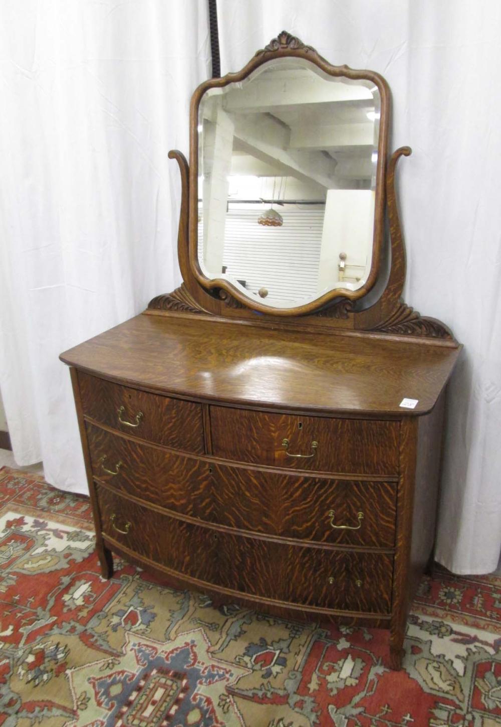 OAK BOW-FRONT DRESSER WITH TILT