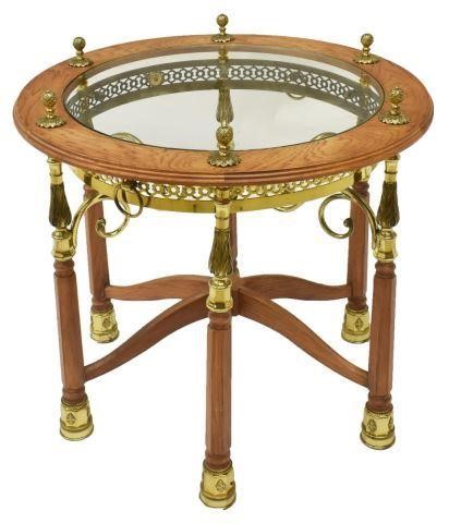 OAK & BRASS CIRCULAR TOP SIDE