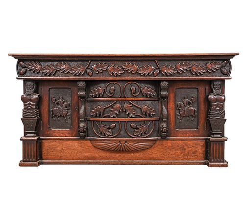OAK CARVED SIDEBOARDOak sideboard