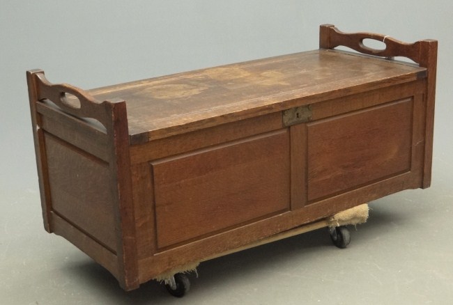 Oak cedar lined lift top chest.