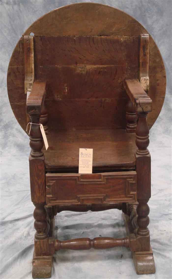 Oak chair table with unusual