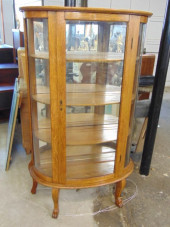 OAK CHINA CABINET, WOOD SHELVE