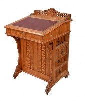 OAK DAVENPORT DESK, HAVING SID