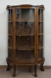OAK DEMILUNE CURIO CABINET WIT
