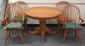 OAK DINETTE TABLE AND FOUR CHA