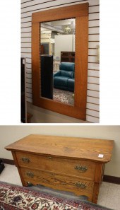 OAK DRESSER WITH OAK-FRAMED WA