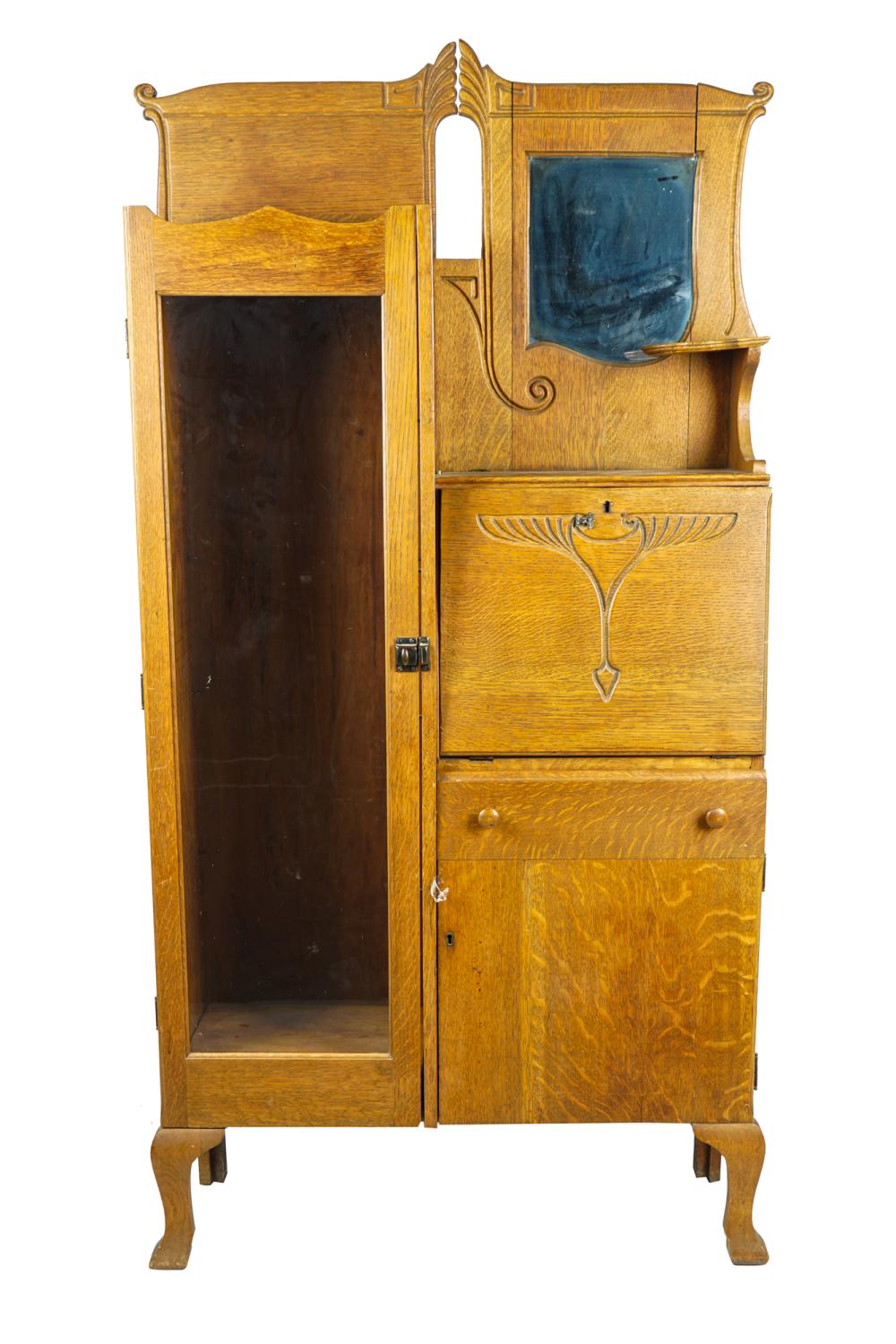 OAK DROP-FRONT DESK BOOKCASEwith
