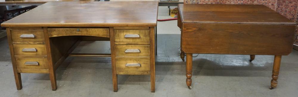 OAK DROP-LEAF TABLE AND DESKOak