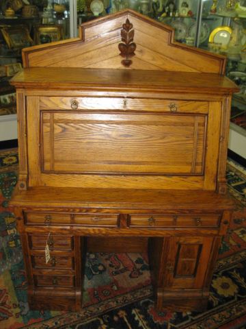 Oak Dropfront Desk drawers and door