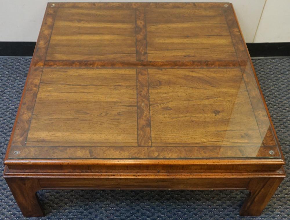 OAK FINISH SQUARE GLASS TOP