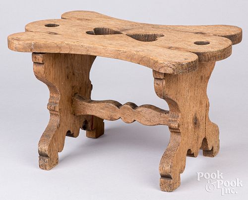 OAK FOOTSTOOL, LATE 19TH C.Oak