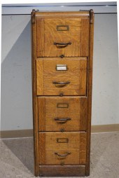 OAK FOUR-DRAWER LATERAL FILE;