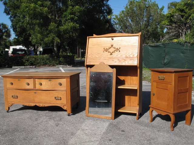 Oak four piece vintage furniture