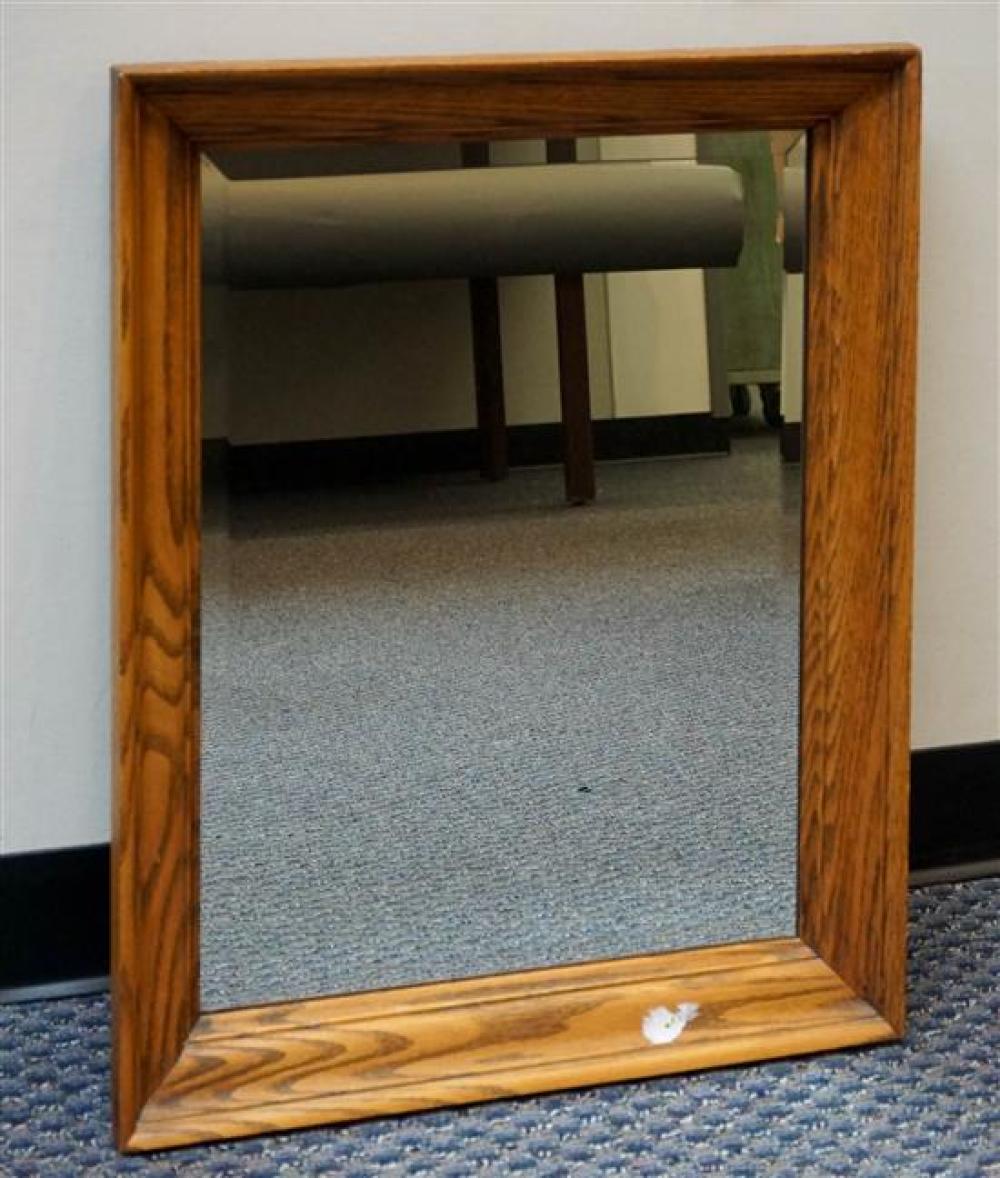 OAK FRAME BEVEL EDGE MIRROR, 29 X