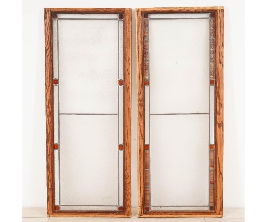 Oak framed Arts & Crafts lead glass